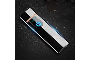 Wiber Wiederaufladbares elektronisches Feuerzeug mit USB-Anschluss, Winddicht, mit Fingerabdruck-Sensor, LED-Sensor, doppelseitige Zündung, flammenloses Feuerzeug für Kerzen, Ice Black