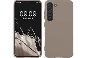 kwmobile Funda para Samsung Galaxy S23 Carcasa - Ultrafina de TPU y Silicona con Bordes elevados anticaídas - marrón Topo