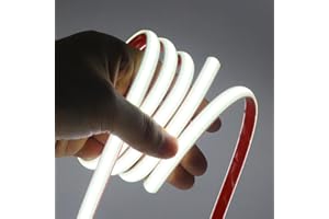 Wisada Tira de LED COB de 220V con Alimentación, IP65 Impermeable, Luz de Cuerda Flexible de 288 LED/m,Cinta Autoadhesiva Luz para la decoración del Gabinete Sala estar Dormitorio TV