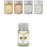 Dr. Gusto Yenilebilir Metalik Toz Gıda Boyası 4GR 4'l&uuml; Altın,G&uuml;m&uuml;ş,Bakır, Set 40 GR Likit A&ccedil;ıcı Hediyeli