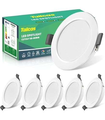 Gr4tec LED Einbaustrahler 230V Dimmbar, 6 x 6W LED Spots IP65 Warmweiß 2700K 400LM, Spots Deckenleuchte Weiß, Deckenspots 68mm-80mm Lochmaß, Einbauleuchten Flach für Badezimmer Wohnzimmer Küche