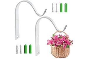 DOGMOON Soportes para cestas colgantes, 2 ganchos para colgar en la pared, ganchos de pared de hierro, ganchos de pared para jardín al aire libre, gancho de pared para comederos de pájaros con campanillas de