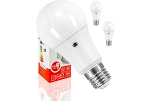 Bratek 2 Lampadine Crepuscolari a Doppio Sensore da Esterno E27 LED A60 9W 4000k - Lampade Crepuscolare da Esterno Luce Naturale - 820 Lumen Equivalenti Lampadine 60W a Incandescenza o 45W Alogene