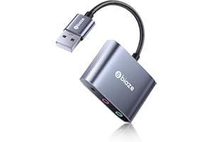 biaze Y68 Externe Soundkarte, USB auf 3.5mmx3 Adapter Audio Stereo, External Sound Card für Computer, PS5, PS4, USB Kopfhörer und Mikrofon