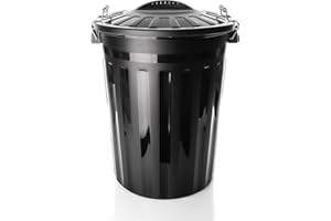 BigDean wetterfeste Universaltonne mit Deckel Schwarz und 2 Tragegriffen + Clip Verschluss auch als Mülltonne – Regentonne und Futtertonne geeignet für Indoor + Outdoor geeignet - Made in Europe