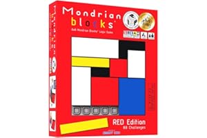 Mondrian Blocks Puzzle & Puzzle-Battle Game, Casse-tête, Jeu de Voyage Compact à Bord, Édition Rouge