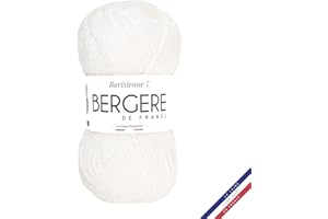 BERGERE DE FRANCE Bergère de France - BARISIENNE 7 pelote de laine à tricoter et crochet (50g) - 100% Acrylique - 6,5 mm - Fabrication Française - Gros Fil Rond, très Doux - Blanc (BLANC NEIGE)