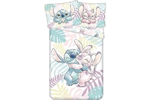 Jerry Fabrics Stitch & Angel Zestaw dwustronnej pościeli z poszewką na kołdrę 140 x 200 cm, z poszewką na poduszkę 70 x 90 cm, 100% bawełna, wzór liścia