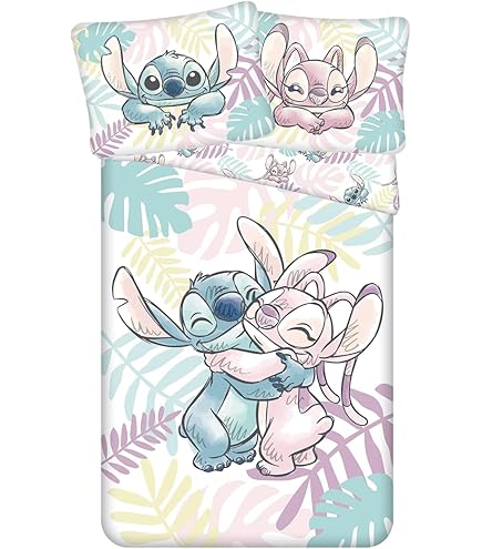 Parure De Lit Bébé Lilo & Stitch BrandMac - Housse De Couette 100x135 Cm Et Taie 40x60 Cm, 100% Coton, Réversible