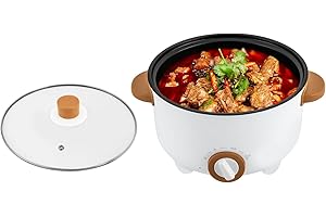 BATHRENA Elektrische Hot Pot Topf, 3L Elektrischer Kochtopf, Tragbare Schneller Nudelkocher, Kocher Multifunktions für Suppe, Ramen, Pasta, mit Home Office Party Küche Dorm Kochen (Weiß)
