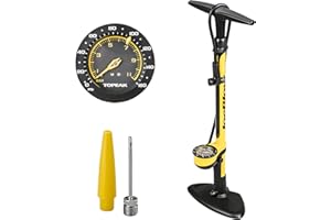Topeak JoeBlow Sport III Fahrradpumpe – Hochdruck-Standpumpe mit großem 7,6 cm Messgerät, robustem Stahlfass und Doppelkopfve