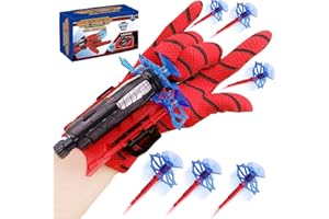 MAXRICUS Spider Web Shooter Toy Gift - Web Shooters for Kids Super Hero Boy Girl Toy with Spider Gloves Launcher Wrist Toy Sucking Disc Bullets for Boy Girl Age 3-14 Birthday Gift With Gift Box Package