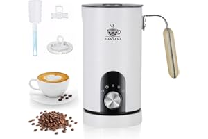 Jianyana Milk Frother Electric 5 in 1 Automatic Milk Frothers 350ml Large Capacity Hot Cold Foam Maker Milk Steamer Coffee frother Silent Operation for Coffee, Cappuccinos, Macchiato, Latte (White)