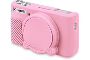 BOVKE Silicone Case for Canon PowerShot SX740/ SX730, Soft Camera Sleeve with Lens Cover, Pink