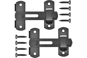 Bailinks Chiavistello Porta, 2 Pezzi Chiavistello Scorrevole in Acciaio Inox, Sicurezza per Porta di Legno e Finestre, Chiusura Porta con Viti, Adatto per Giardini e Bagni (Nero, 4 Pollici)