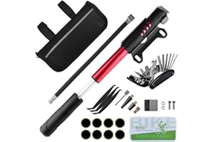 OZIRAL Bike Tool Kit, Bicycle Puncture Repair Kit with 16 in 1 Bike Multifunction Tool, Tire Levers, Air Valve, Patch Kit, Bike Accessories Cycle Repair Kit with Pump and Saddle Bag, Tools for Men Gifts