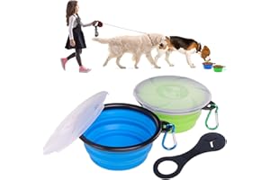 AIVORO Faltbarer Hundenapf, 2 Stück Hundenäpfe Reiseschale 450 ml Tragbarer Silikon Trinknapf Auslaufsicher mit Deckel, Karabiner und Kotbeutelhalter für Katzen, Hunde, Reisen, Wandern und Camping