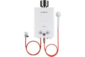 CAMPLUX BW158C Scaldacqua a Gas Tankless, 6 Litri, 12kW, Butano (28-30 mbar) / Propano (37 mbar), per Doccia da Campeggio