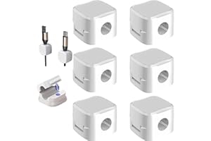 YQBFTC 6 Pezzi Organizer Cavi,Clip per Cavi,Fermacavi Adesivi Scrivania,Magnetica Cable Management Autoadesivo per Scrivania,Comodino,Cavi di Ricarica,Cable Organizer per HDMI,USB,Cavo Audio(Bianco)