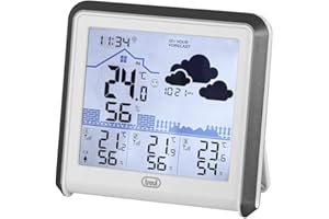Trevi ME 3P80 RC - ESTACIÓN METEOROLÓGICA RADIO CONTROLADA CON 3 SENSORES EXTERNOS, gran pantalla LCD retroiluminada