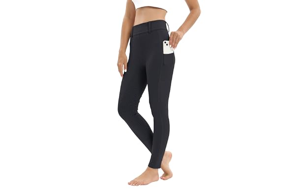Legging d'équitation pour femme avec poche pour téléphone portable, taille haute, stretch, avec passants de ceinture