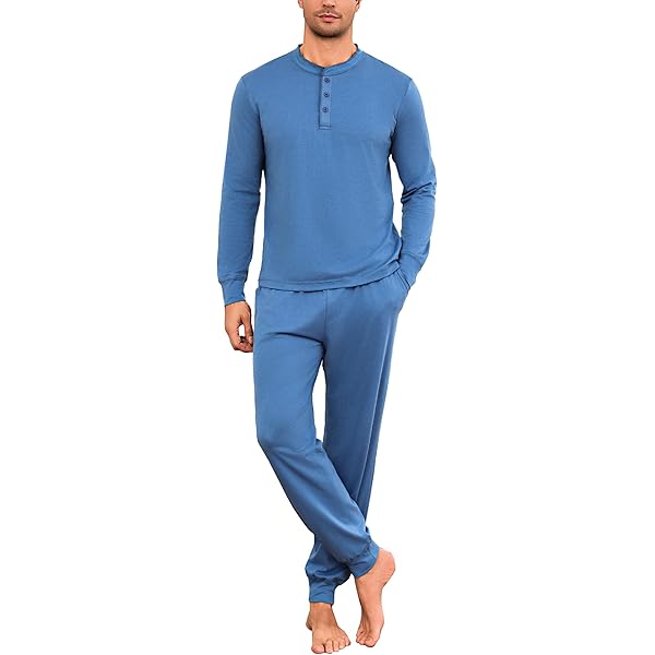 Pigiama uomo Lotto LP4068 caldo cotone con polsini blu