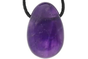 Lebensquelle Plus Amethyst Tropfenanhänger | Gebohrter Trommelstein Tropfen Anhänger mit Baumwollband | Hochwertiger Edelsteinanhänger
