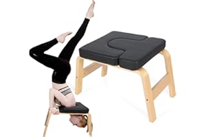 REDCAMP Yoga Headstand Bench,Yoga Inversion Bench with Wood Frame and PU Pads,Relieve Fatigue Balance Training,Loading 330Lbs,White/Black