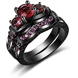 YAZILIND Round Cut Purple Cubic Zirconia Ring Black Gold Plated Birthday Party Jewellery