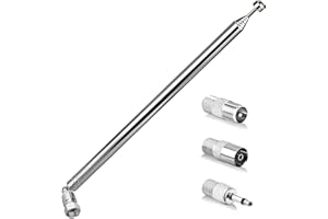 CENBOU 4-Piece Set of DAB Aerial with 3 Types of Adapters, 7-Section Telescopic Rod Aerial, Digital Antenna for FM Radio, Hifi Mini System and AV Stereo Receiver (SYJTHTX-7140-1)