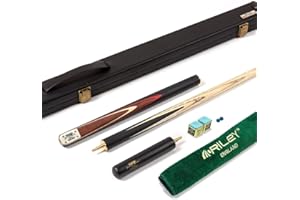 BCE Grandmaster Queue de Billard 3/4 avec Extension et étui Rigide - 145cm Queue de Snooker avec Pointe de 9,5 mm Manche - Frêne d'Amérique du Nord épissé à la Main Sapele Acajou
