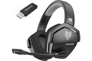 NUBWO G06 Cascos Gaming Inalámbricos con Drivers de 50 mm para PC/Ps5/Ps4/NS/Mobile, Auriculares Gaming Inalámbricos con 2.4 GHz+Bluetooth 5.3 Modo Dual, 7.1 Sonido Envolvente, Duración 100Hr+ - Gris