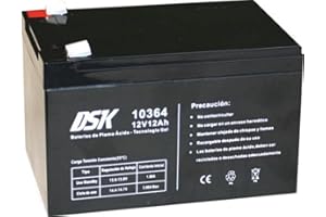 DSK 10364 - Batterie au plomb scellée AGM Gel 12V 12Ah. Idéal pour tout appareil de mobilité électrique. Prend en charge des cycles d'utilisation plus longs. S'il casse, le gel ne se renverse pas.
