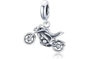 SHIYU Charm Charms para pulseras Pandora-plata de ley 925 moto colgante cuenta con circonitas mujer regalos joyas, Plata de ley, Plata de ley