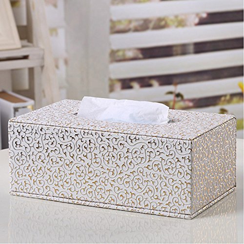 SOEKAVIA PU Leder Kleenex boxen Tissue Box Taschentücher boxen Kosmetikbox für Haus und Auto(Groß)-Gold - 5