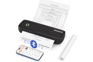 MUNBYN ITP04 Stampante termica A4 Bluetooth Portatile Senza Fili per Viaggi Compatibile con Telefoni e Computer Portatili Android e iOS, Piccola Stampante, Nero