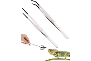 ‎MYGLOAR MYGLOAR 2er Pack Aquarium Pinzette Futterpinzette Aquarium Futterpinzette 30cm, Gerade Pinzette und Gebogene Pinzette Reptilien Futterpinzette Terrarium Futterspender für Aquarium Silber