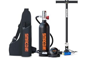 SMACO Bottiglia Subacquea 1L per Immersioni in Acque Poco Profonde, Mini Bombola Subacquea per Respirare per 15-20 Minuti per Immersioni Ricreative/Lavori Subacquei