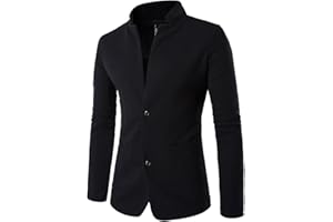 ZhuiKun Chaquetas Blazer Hombre Casual Slim Fit Dos Botones Chaqueta Corto Abrigo Negro 3XL