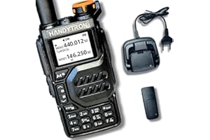HANDYTRON UV-K9 Walkie Talkie - Radio VHF/UHF Double Bande - Walkie bi-directionnel 5 W et Longue portée pour la Construction de Montagne, Usage Industriel - Écran LCD, Batterie Rechargeable 1600mAh