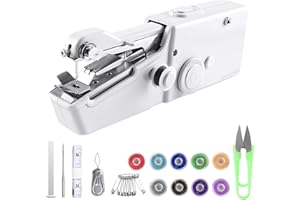 HOME-X Handheld Sewing Machine, White Mini Sewing Machine with Sewing Accessories, Small Stitching Machine for Beginners, Portable Sewing Tool for Clothes, Fabrics, DIY Home Travel