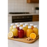 12 Pieces Glass 50ml Mini Shot Ginger Detox Bottle Cologne Fragrance Ornament Small Bottle with Plastic Leak Proof Lid