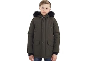 BRAVE SOUL Boys Wonderwall Hooded Parka Jacket Quilted Coat with Faux Fur Hood