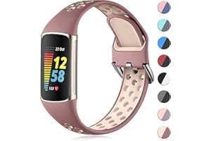 CeMiKa Cinturino Silicone Compatibile con Cinturino Fitbit Charge 5/Cinturino Fitbit Charge 6, Fasce Sportive Impermeabile Morbide Traspiranti per Cinturino Charge 5/Cinturino Charge 6, Piccolo Largo