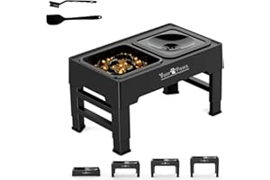 YOUR PAWZ Premium Elevated Raised 2-in-1 Dog Bowl with Slow Feeder and Non-spill/Anti-Spill Slow Water Bowl. For Large Medium Small Dog Cat. 4 Adustable Height Settings. Plus Spatula & Cleaning Brush