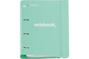 Miquelrius - Carpebloc de plástico polyfoam, Carpeta anillas A4, Incluye un recambio de 100 hojas cuadriculadas + 4 separadores + 1 sobre de polipropileno, Archivador 4 anillas con cierre de goma