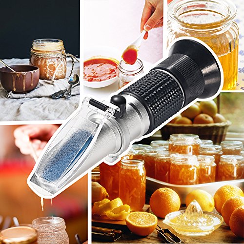 GrandBeing® refraktometer zucker honig Hand Brix Refraktometer, 0 ~ 90% mit Pipette, Schraubendreher, Reinigungstuch und Aluminium Kunststoff Gehäuse - 8