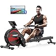 Rowing Machine, MOSUNY Magnetic Rowing Machines for Home Gym with 16 Levels Resistance, Maximum Load of 350 LB, Upgrade to Double Slide Rails, App Supported, Vertical Storage