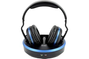 Meliconi HP Comfort, Kabelloses Headset mit Ladestation, TV-Kopfhörer mit Verstellbarem Kopfbügel, 8 Stunden Laufzeit mit Wiederaufladbaren Batterien, 3,5-mm-Analoganschluss, Auto-Tuning, Schwarz
