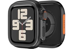 ZZDZZ Metall Schutzhülle Kompatibel mit Apple Watch Series 6/SE/5/4 44mm Hülle, 2 in 1 Kratzfest Rahmen Stoßstange mit Rücken Gehäuse für iWatch 44mm (Schwarz)